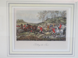 VERKOCHT Antiek Engels jachttafereel vossenjacht - H. Alken en J. Harris - 37x32 cm