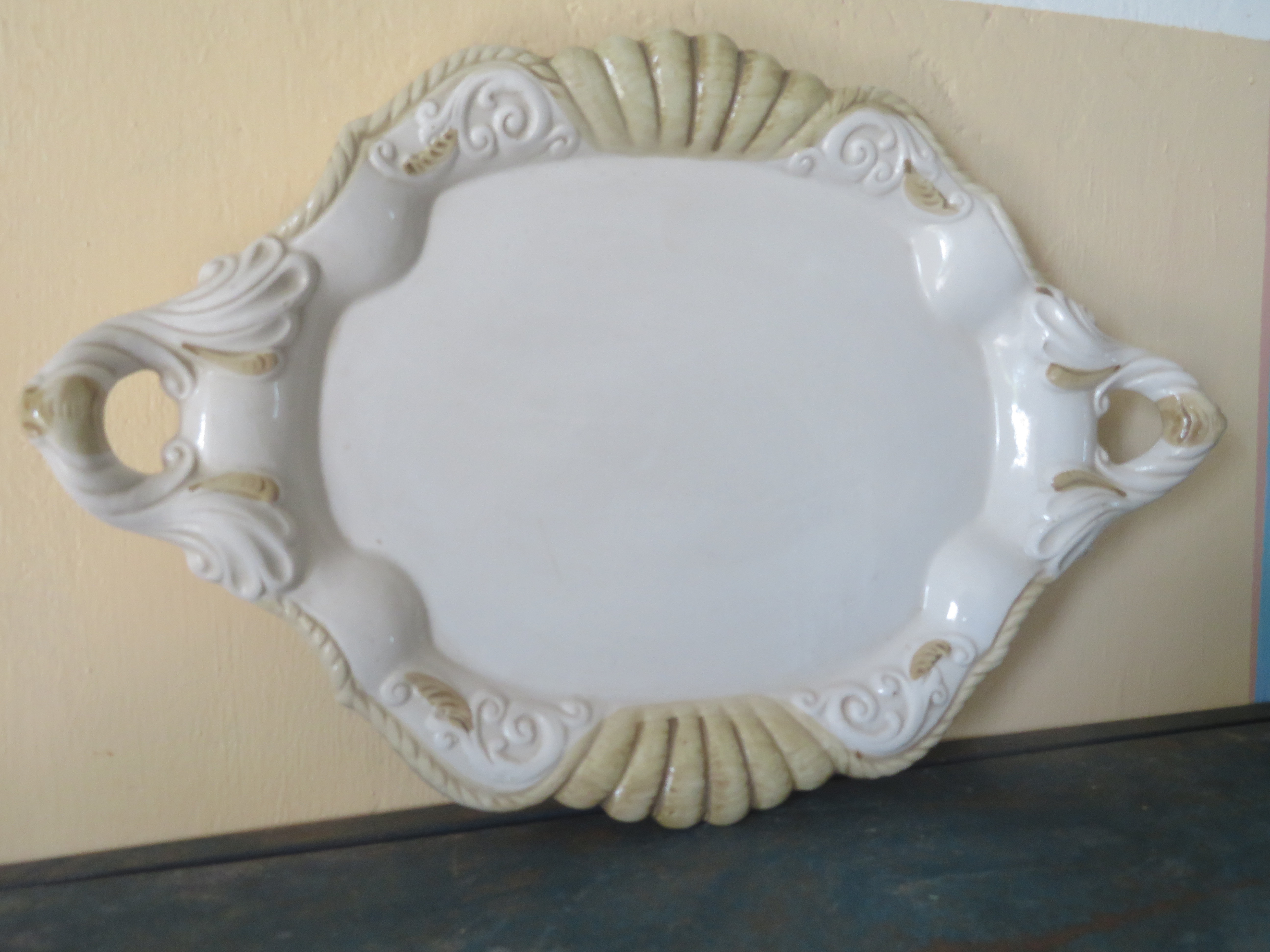 Oude Italiaanse ovale serveerschaal Capodimonte - 41 x 27 cm
