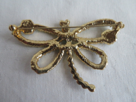VERKOCHT Vintage vlinderbroche met blauwe en groene stras