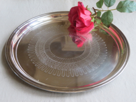 Vintage verzilverd rond dienblad - 30 cm