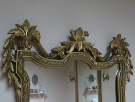 verkocht* Oude barok spiegel in gouden lijst, 66 x 45 cm