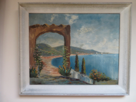 Schilderij Toscaans landschap olieverf op doek - 58 x 49 cm