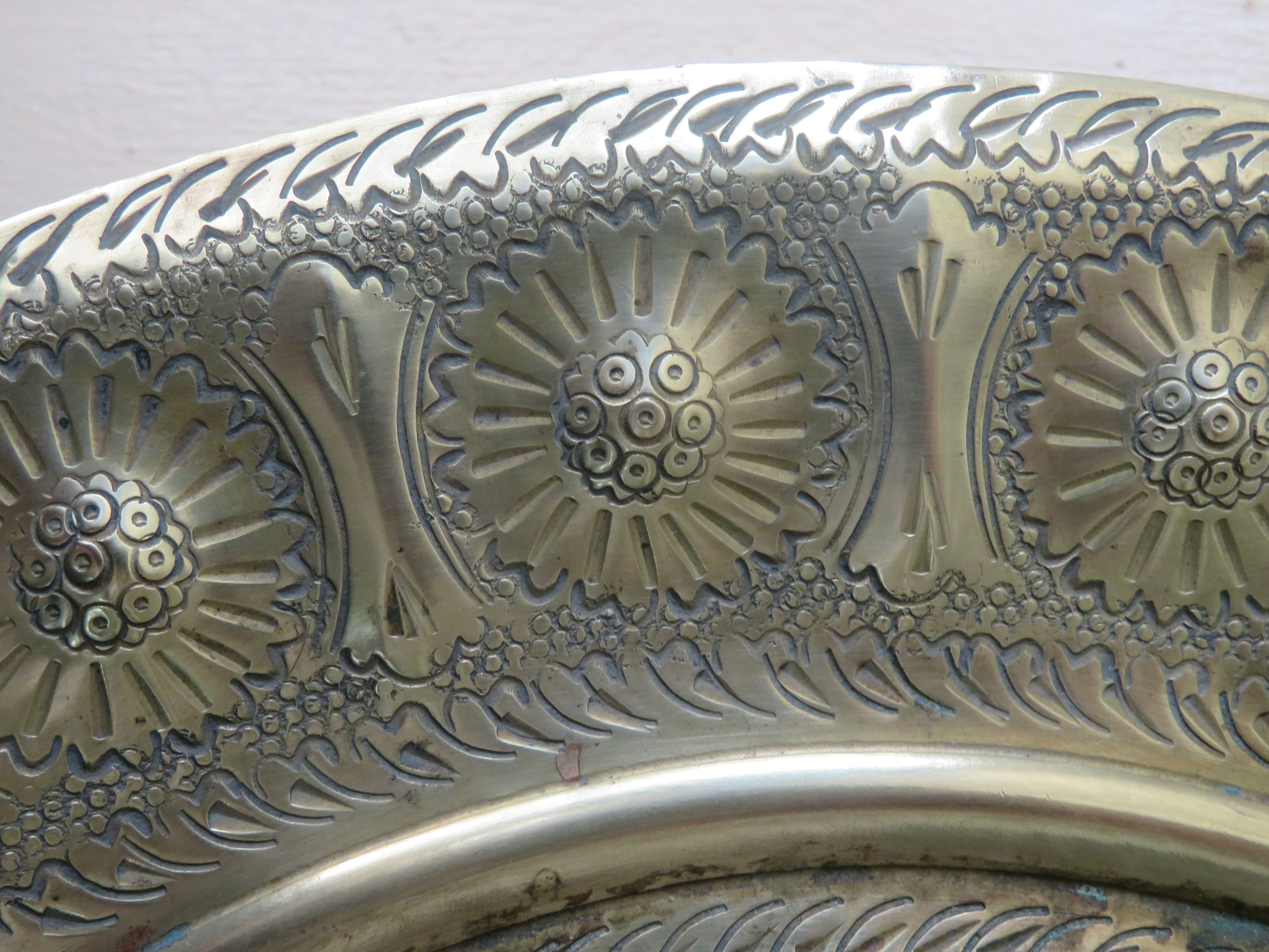 Oud Marokkaans koperen dienblad schaal - 35 cm