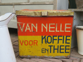 VERKOCHT Groot oud Van Nelle winkelblik koffie en thee