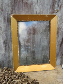 VERKOCHT Antieke houten schilderijlijst fotolijst met glas - 32 x 25 cm