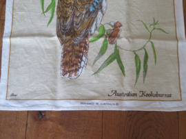 Vintage Australische theedoek 'vogels' - 76 x 46 cm