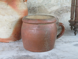 VERKOCHT Oude Franse bruine confit pot - 13 cm