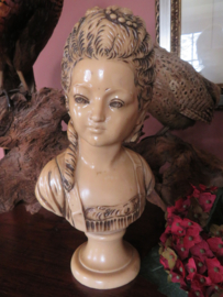 Antieke Franse spekstenen buste vrouw - 35 cm hoog