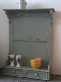 VERKOCHT Antiek brocante Frans grenen wandrek keukenrek - 84 x 62 cm