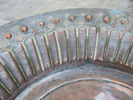 VERKOCHT Antieke ronde roodkoperen schaal fruitschaal - 35 cm