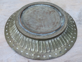 VERKOCHT Antieke ronde roodkoperen schaal fruitschaal - 35 cm