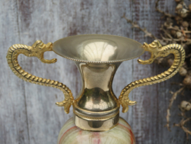 VERKOCHT Vintage onyx vaasje amfora - 16 cm hoog
