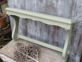 Brocante groen houten wandrek handdoekenrek met 5 haken