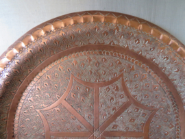 VERKOCHT Oud Marokkaans roodkoperen dienblad - 35,5 cm