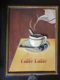 VERKOCHT Brocante Italiaans houten handdoekenrek keukenrek - latte cappuccino espresso