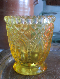 Brocante gekleurde glazen waxinelichthouders - set van 3