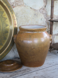 VERKOCHT Oude Franse bruine aardewerk azijnpot - 25 cm