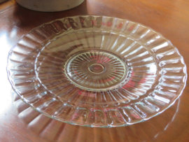 VERKOCHT Glazen ronde serveerschaal / glazen taartschaal 30 cm