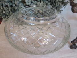 Vintage kristallen bonbonniere potpourri schaal in bruine metalen houder