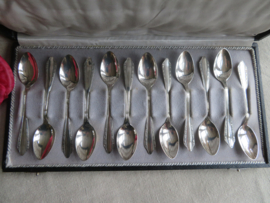 Oude verzilverde theelepels - 12 stuks in cassette