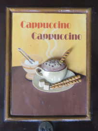 VERKOCHT Brocante Italiaans houten handdoekenrek keukenrek - latte cappuccino espresso