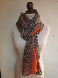 VERKOCHT Vintage lange sjaal oranje en bruin - 170 x 70 cm