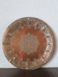 Oud Marokkaans roodkoperen dienblad schaal - 34,5 cm