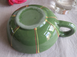 Vintage Portugees groen aardewerk schaaltje - handgeschilderd