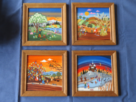 Set van 4 keramiek tegels Barbara Furstenhofer - de 4 seizoenen - 25x25cm