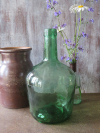 VERKOCHT Vintage groene glazen fles gistfles Viresa - 30 cm hoog