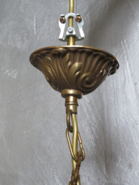 VERKOCHT Antieke Franse koperen messing kroonluchter hanglamp - 5-lichts