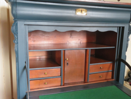 VERKOCHT Antieke blauwe Biedermeier kast secretaire