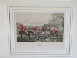 Antiek Engels jachttafereel vossenjacht - H. Alken en J. Harris - 37x32 cm