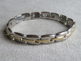 Vintage bicolour schakel armband goud en zilver