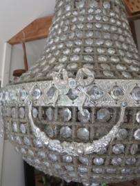 Kristallen zak kroonluchter in zilver armatuur - 100 x 50 cm