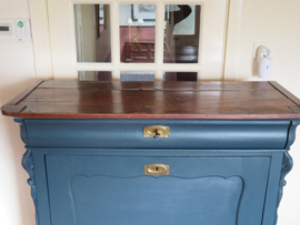 VERKOCHT Antieke blauwe Biedermeier kast secretaire
