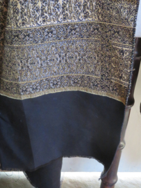VERKOCHT Aboelela Egyptisch kleed shawl plaid - schapenwol zwart-goud  220 x 70 cm
