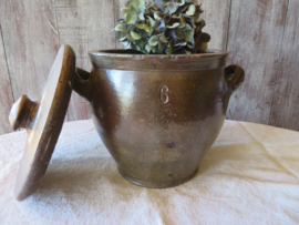 Oude Franse confit pot met deksel - 15 cm (artikelnr. 112)