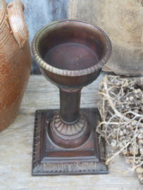 Vintage tafel kandelaar bruin metaal - 22 cm hoog