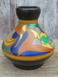 Oud plateel vaasje Huizen Holland ca. 1930 - 13 cm