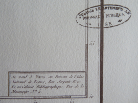 Antieke Franse landkaart Departement de l'Oise uit 1790 - geschept papier met watermerk