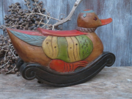VERKOCHT Oude oosterse aziatische houten eend