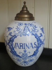 VERKOCHT Zeer grote antieke Delfts blauwe tabakspot winkelpot Varinas