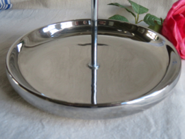 Vintage zilverkleurige metalen etagere - 2-laags