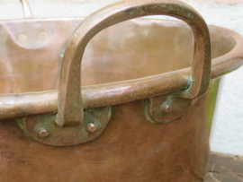 VERKOCHT Grote antieke Franse koperen jampan confiture pan