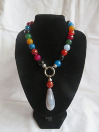 Vintage gekleurde kralenketting halsketting met hanger