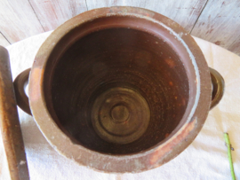 Oude Franse confit pot met deksel - 15 cm (artikelnr. 112)