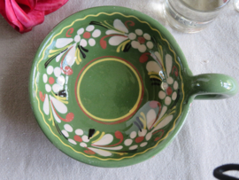 Vintage Portugees groen aardewerk schaaltje - handgeschilderd
