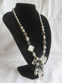 Vintage grijze fantasie parel halsketting