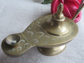 Antieke messing koperen wierookbrander olielamp uit India